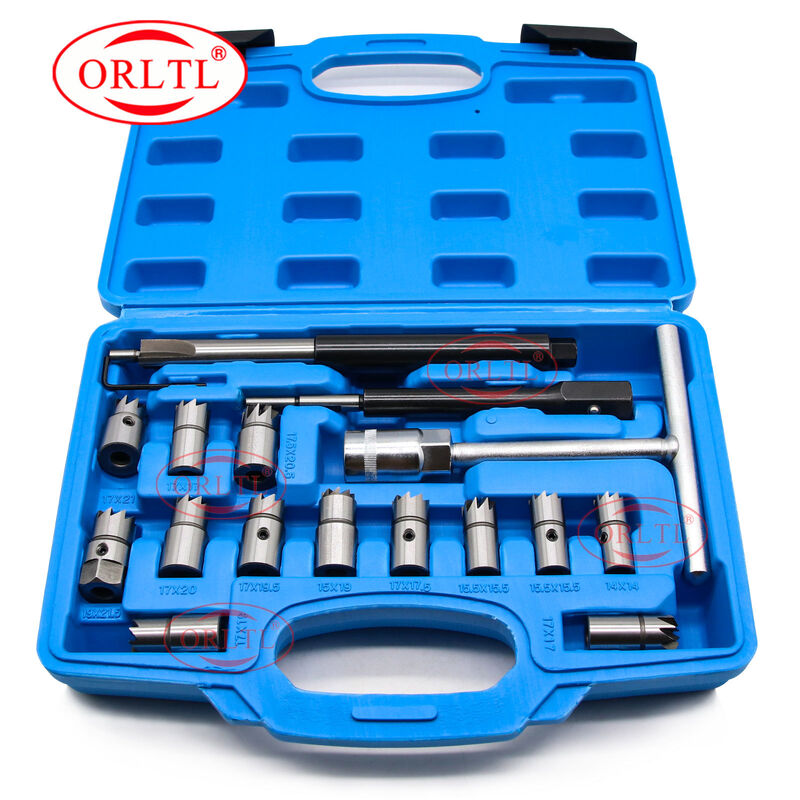 Juego de cortadores de asiento de inyector diésel profesional Kit de herramientas de limpieza de vehículos para limpieza de inyectores de combustible diésel Herramienta de reparación de automóviles